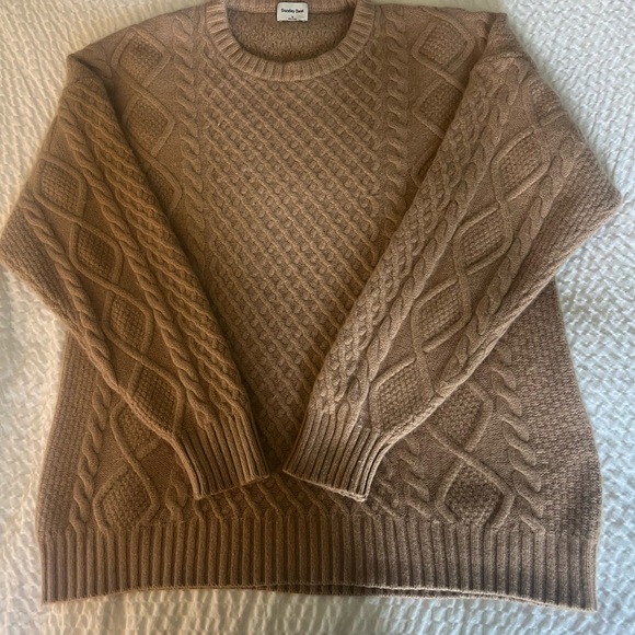 Sunday Best Cable Knit Sweater | Aritzia Merino Wool Blend | Neutral M - Picture 11 of 13